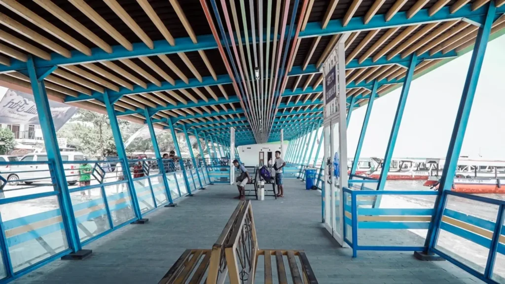 Bangsal Port Facilities with passenger waiting area and port service infrastructure in Lombok